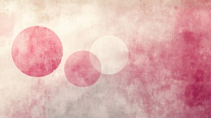 Wall Mural - Overlapping circles sit on a textured pink and white background