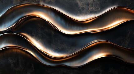 Wall Mural - A close up view of gold metal waves and textures