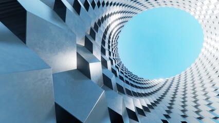 Aufkleber - Abstract modern architecture with wavy pattern facade, 3d rendering.