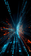 Wall Mural - dynamic visualization of stock market data in futuristic digital style - vertical - black background