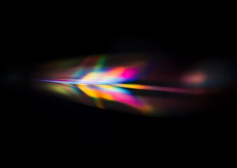 Wall Mural - Prismatic Light Refraction on Black Background, Rainbow Colors, Abstract Spectrum