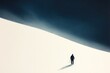 © Larisa - Lonely figure stands in vast snowy landscape, contrasting dark s
