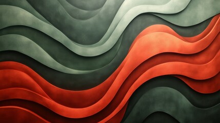 Wall Mural - Abstract composition of layered wavy textured shapes in colors