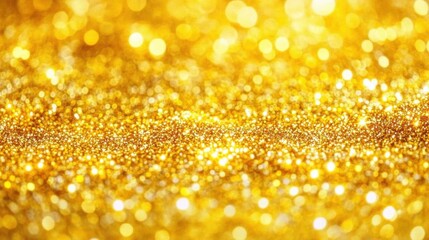 Wall Mural - Golden glittering bokeh background featuring shimmering sparkles and defocused circles ideal for festive designs and elegant presentations

