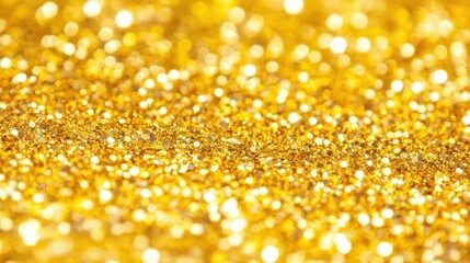 Wall Mural - Golden glittering bokeh background featuring shimmering sparkles and defocused circles ideal for festive designs and elegant presentations
