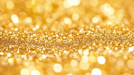Wall Mural - Golden glittering bokeh background featuring shimmering sparkles and defocused circles ideal for festive designs and elegant presentations
