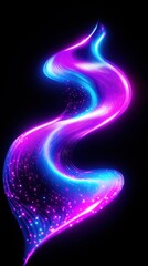 Wall Mural - Colorful neon light trail flowing in abstract digital design