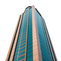 Aufkleber - tall modern skyscraper with reflective glass windows and unique design, showcasing urban architecture and contemporary style