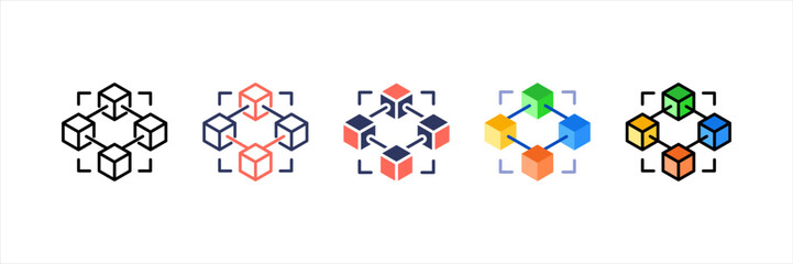 Sticker - Blockchain Technology Multistyle Icon Set