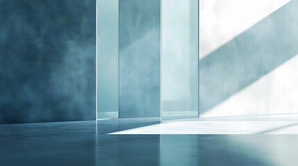 Leinwandbilder - Bright and airy minimalist interior design with geometric shapes clean lines and natural light reflections  Spacious and modern architectural background for a studio gallery or exhibition space