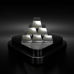 Wall Mural - Shiny Stack: A collection of silver bars, meticulously arranged and brilliantly lit, suggests value and wealth.