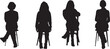 © curto - vector; silhouette, front view of a group of women sitting on chair
