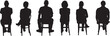 © curto - vector; silhouette, back view of a group of people sitting on chair