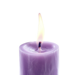 Aufkleber - purple candle with soft flame, creating calming atmosphere. wax shows smooth texture, enhancing serene ambiance of scene