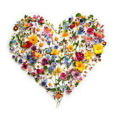 Wall Mural - A heart-shaped arrangement of small flowers