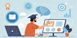© P_edits - A Man Interacting with E-Learning Concepts: The Future of Education