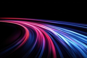 Wall Mural - abstract light trails in vibrant neon colors on black background creating modern dynamic design elem