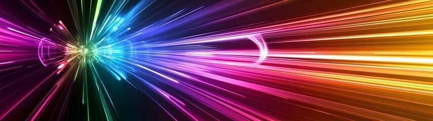 Aufkleber - Dazzling explosion of vibrant prismatic light bursts and streaks of energy in a dynamic cosmic interstellar visual display  Glowing