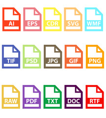 Set of file type icon set pack, all file type extension icon including programming file types