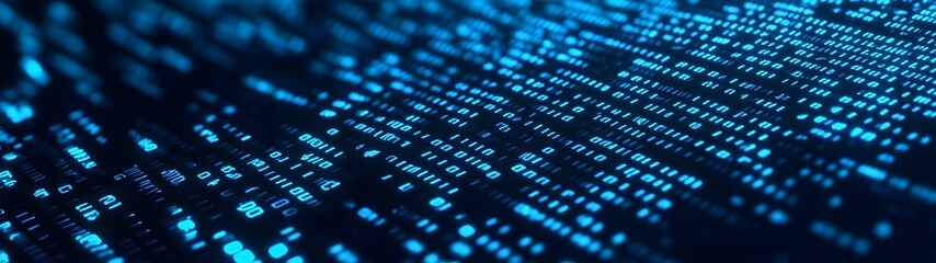Futuristic abstract blue digital data and technology background  Intricate matrix pattern of binary code algorithm and intelligence system