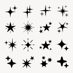 Wall Mural - various starburst shape illustration set vector. set of black starburst shape illustration in variou