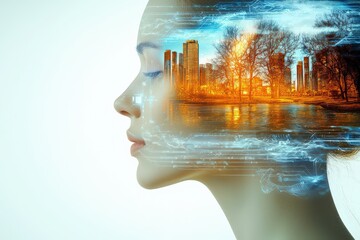 Wall Mural - a futuristic digital flow of ai-generated insights transforming business analytics.