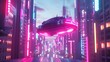 © Rstm - Cyberpunk photo of a surreal depiction of a futuristic cityscape with flying cars and towering skyscrapers