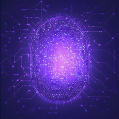 Leinwandbilder - Glowing digital sphere with intricate circuit board and network pattern in shades of blue and purple representing the concept of advanced intelligence and high tech innovation