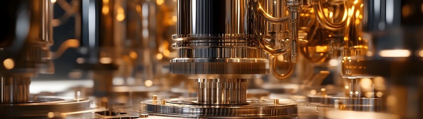 Poster - Intricate Clockwork Mechanism of Vintage Brass and Steel Gears Cogs and Machinery in Futuristic Engineering Design