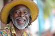 © ChaoticMind - Joyful man wearing a straw hat and colorful shirt enjoying a sunny day outdoors in a vibrant setting