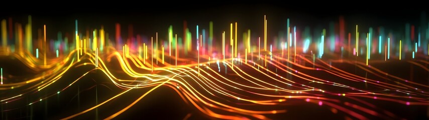 Aufkleber - Mesmerizing abstract light display with dynamic trails waves and bursts of vibrant colorful neon energy  Futuristic digital and surreal background with fluid electric and luminous effects