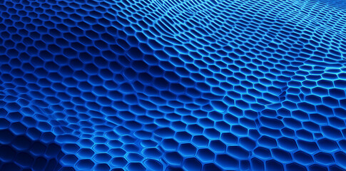 Blue hexagonal pattern with textured surface and depth