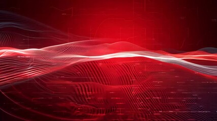 Futuristic Optical Lines Flowing Through a Vibrant Red Stream - Abstract Animation of Digital Information