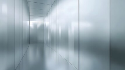Aufkleber - Sleek and modern hallway interior with symmetrical architectural details clean lines and a minimalist industrial aesthetic  The hallway features a vanishing point perspective