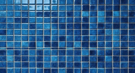 Wall Mural - Textured Blue Square Tiles Surface Ideal for Backgrounds and Design Projects with Space for Custom Text and Abstract Inspirations.