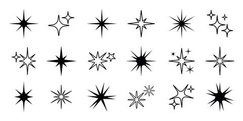 Wall Mural - set of black starburst icons. various starburst designs in black. starburst shapes for decoration. b