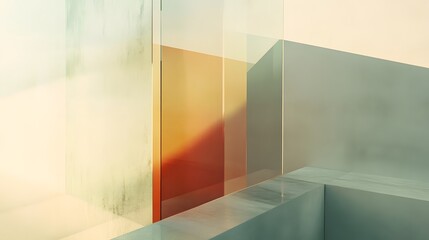 Poster - Striking abstract architectural composition featuring a complex interplay of geometric shapes gradient tones and clean lines that create a visually engaging and minimalist design