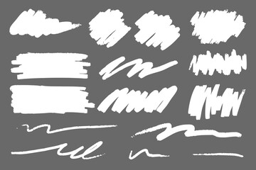 Wall Mural - white brush strokes on a gray background. various brush strokes, abstract and artistic. brush stroke