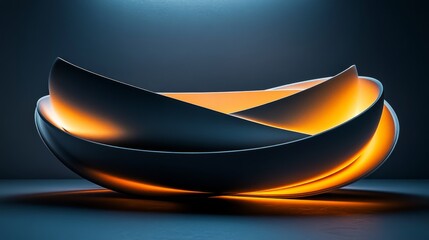 Wall Mural - abstract glowing sculpture with layered structure and orange internal lighting
