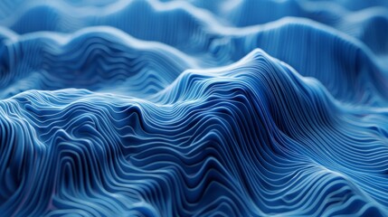 Wall Mural - Abstract blue background with waves and lines, ideal for scientific and technological projects, creates a sense of depth and modernity, emphasises innovation.