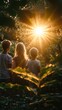 © LesaMurina Coll - Children admire sunset in a garden. Possible use Stock photo