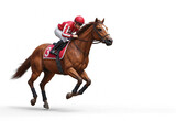 Horse racing jockey. AI generated Sport, Champion, Racetrack, Equestrian and Derby icon. Free blank copy space poster or banner for media and web. Competition or tournament advertisement idea.
