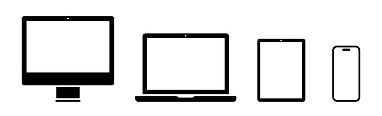 Leinwandbilder - Device flat icons set. Laptop, smartphone, computer and tablet icon. Vector illustration