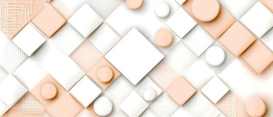 Wall Mural - abstract geometric shapes in soft white and peach tones, creating a modern, minimalistic pattern on 