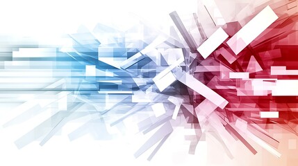 Wall Mural - abstract composition of blue and red geometric shapes with a dynamic, energetic flow, suggesting mot