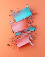 Wall Mural - colorful abstract composition featuring layered rectangular shapes with vibrant hues against a warm 
