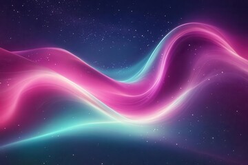 Wall Mural - ethereal aurora borealis waves dancing across deep space, iridescent colors morphing through cyan an