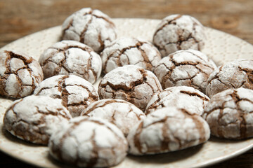 Wall Mural - Rustic Cool Whip Chocolate Cookies with Powdered Sugar