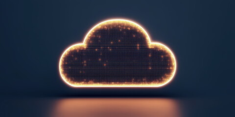 Aufkleber - Digital Cloud Icon with Glowing Outline and Technology Elements