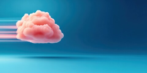 Poster - Vibrant Pink Cloud Moving Across Blue Background in Dynamic Motion